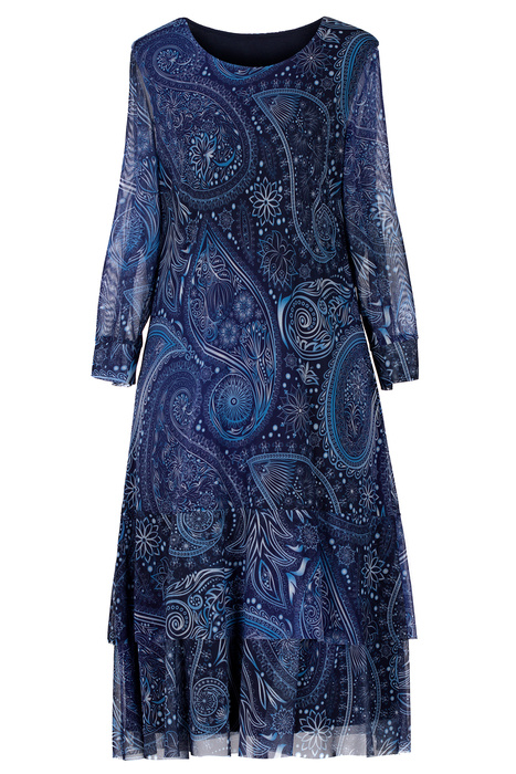 Sukienka Dorota niebieska w azjatyckie wzory